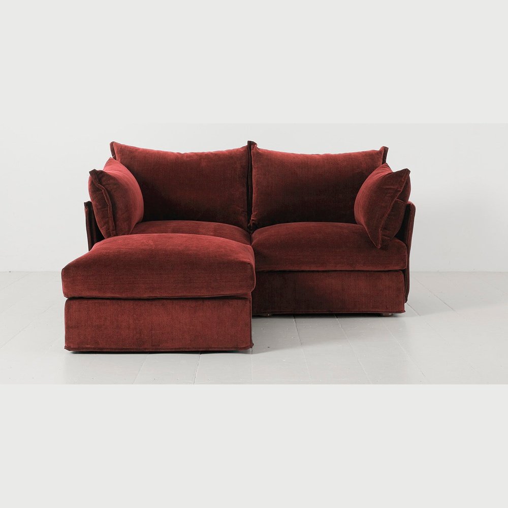 Swyft Model 06 2 Seater Sofa In With Chaise Burgundy