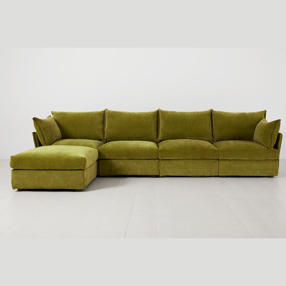 Swyft Model 06 4 Seater Sofa In With Chaise Moss