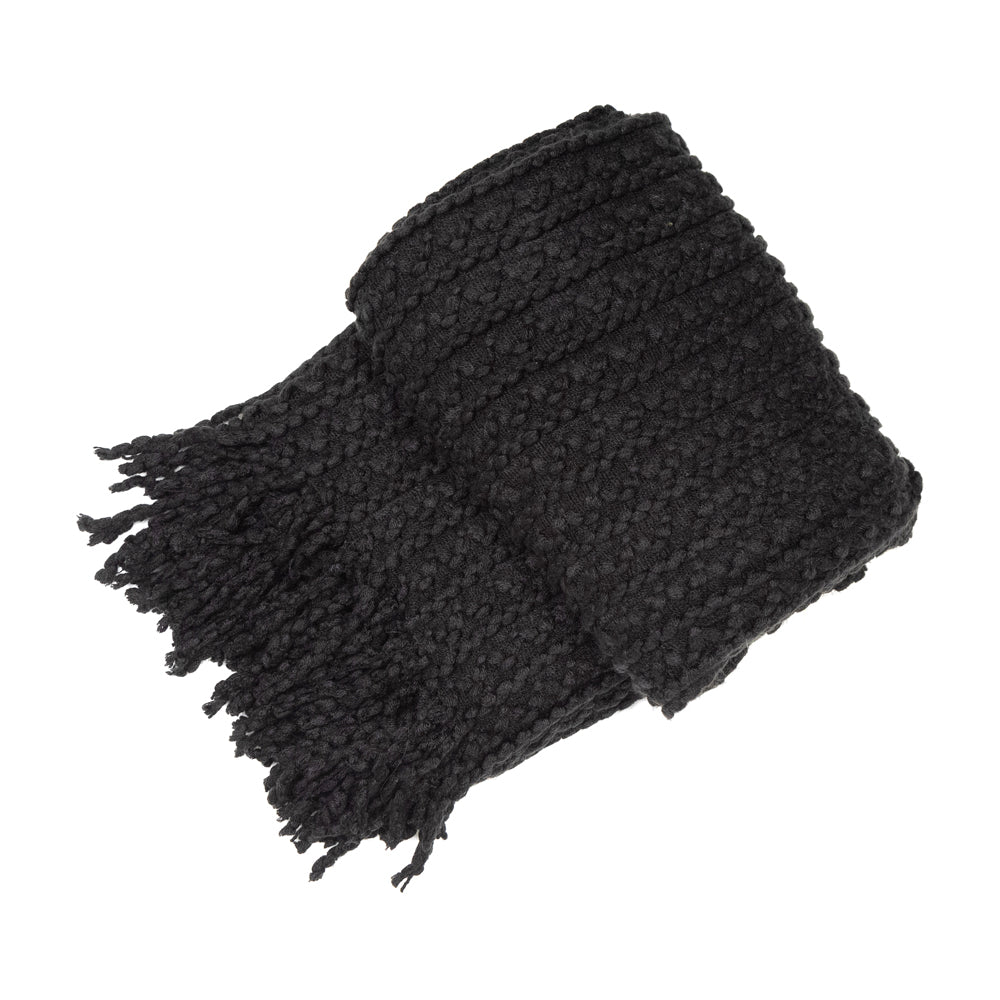 Malini Barley Twist Throw In Black 130 X 180cm