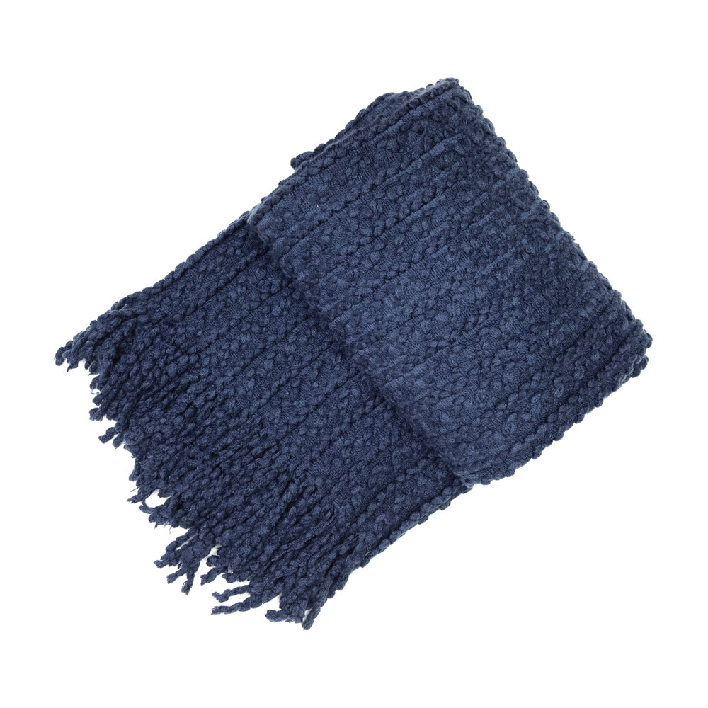 Product photograph of Malini Barley Twist Throw In Navy - 130 X 180cm from Olivia's