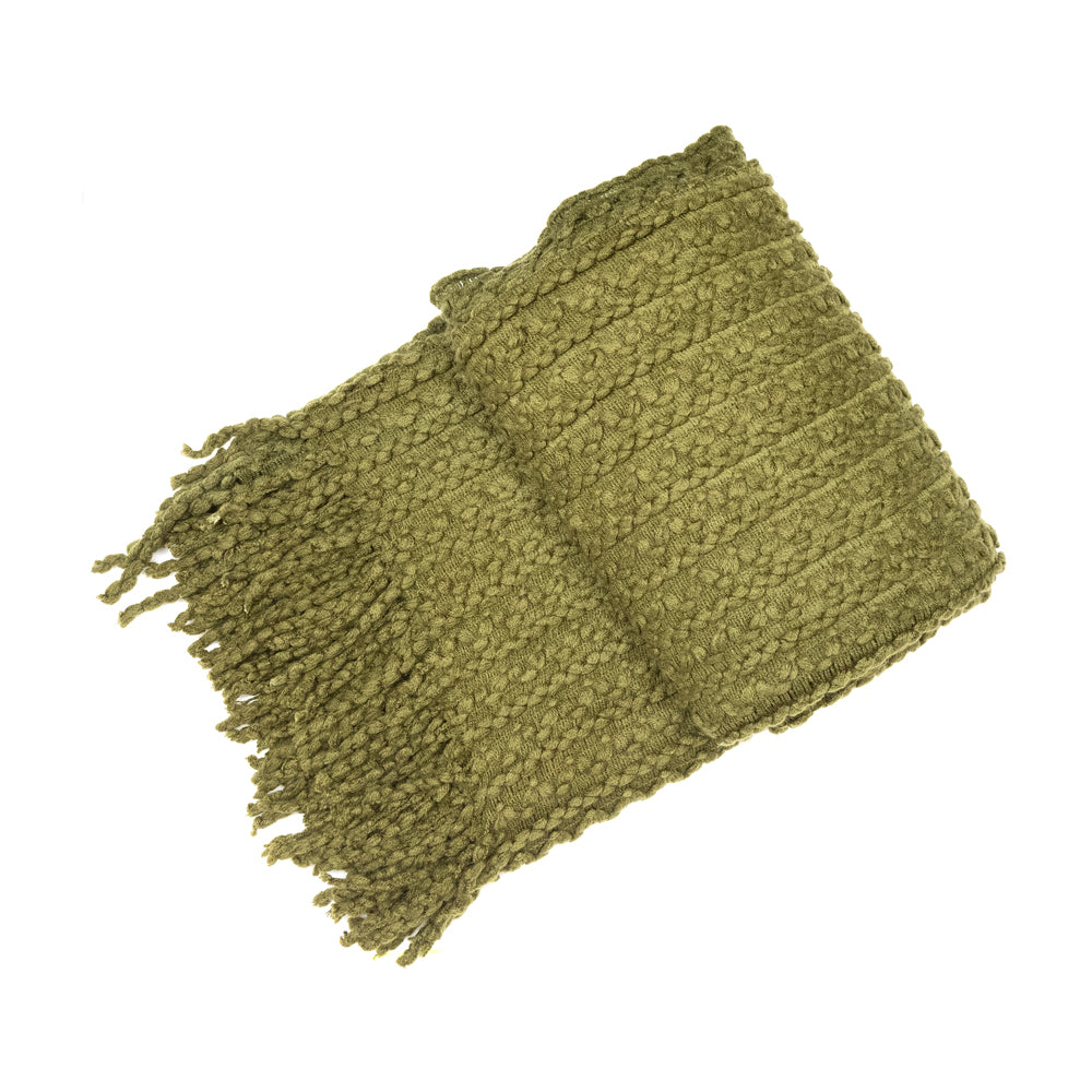 Product photograph of Malini Barley Twist Throw In Olive - 130 X 180cm from Olivia's