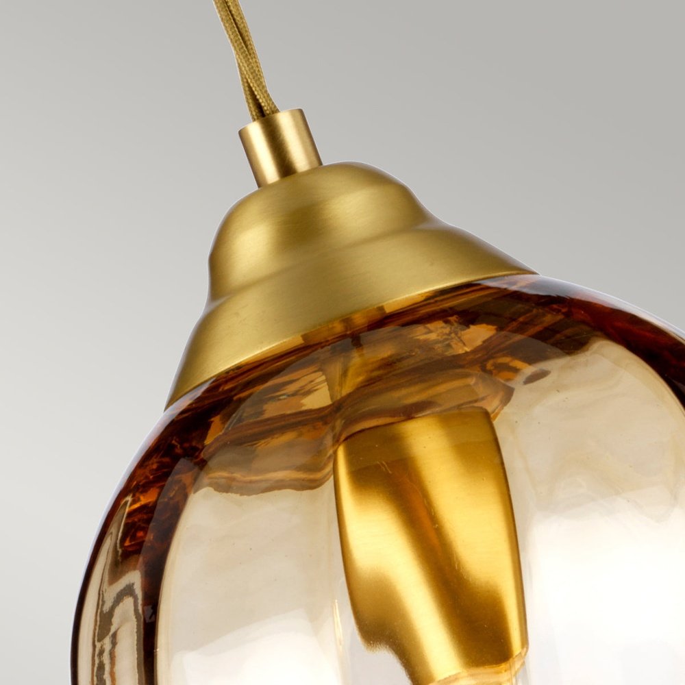 Product photograph of Elstead Lighting Tiber 1 Light Pendant Light In Brass from Olivia's.