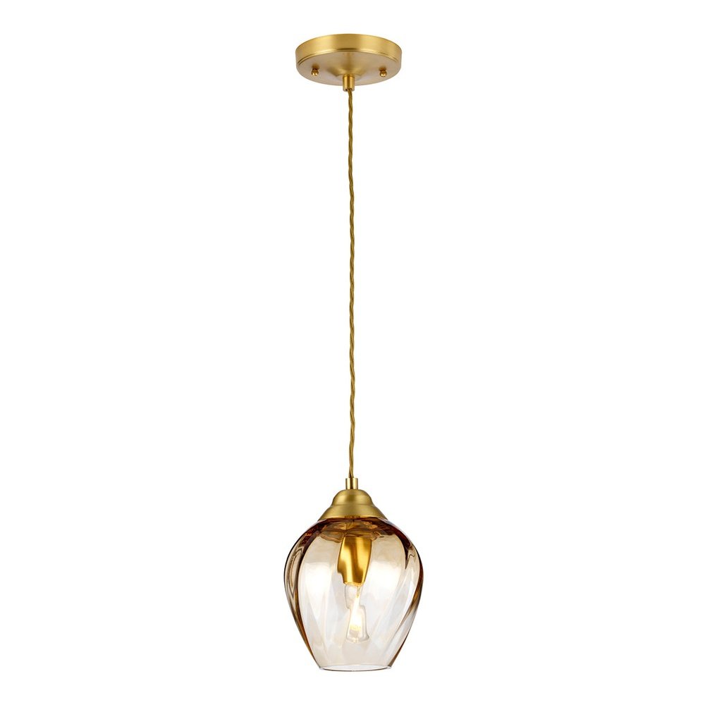 Product photograph of Elstead Lighting Tiber 1 Light Pendant Light In Brass from Olivia's.