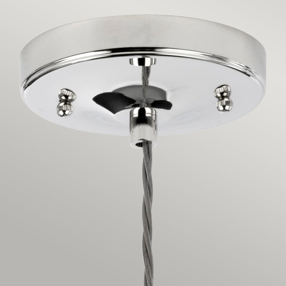 Product photograph of Elstead Lighting Tiber 1 Light Pendant Light In Polished Nickel from Olivia's.