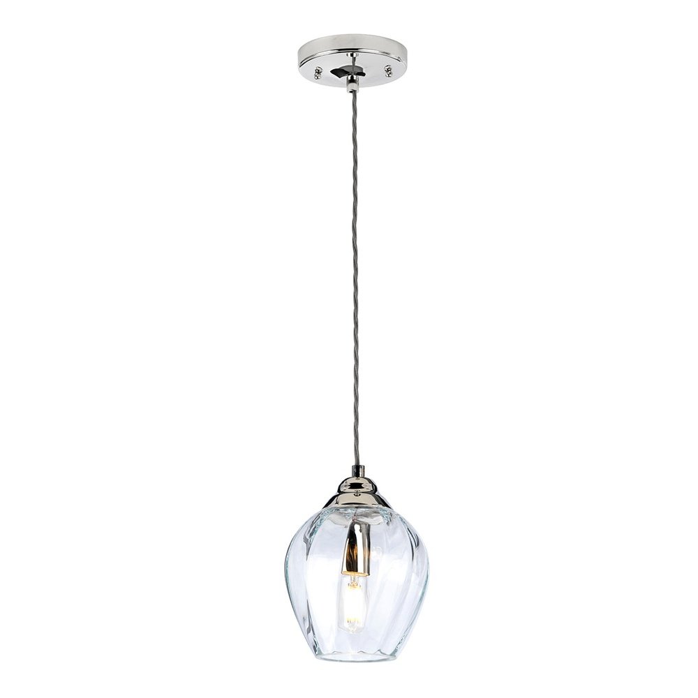 Product photograph of Elstead Lighting Tiber 1 Light Pendant Light In Polished Nickel from Olivia's