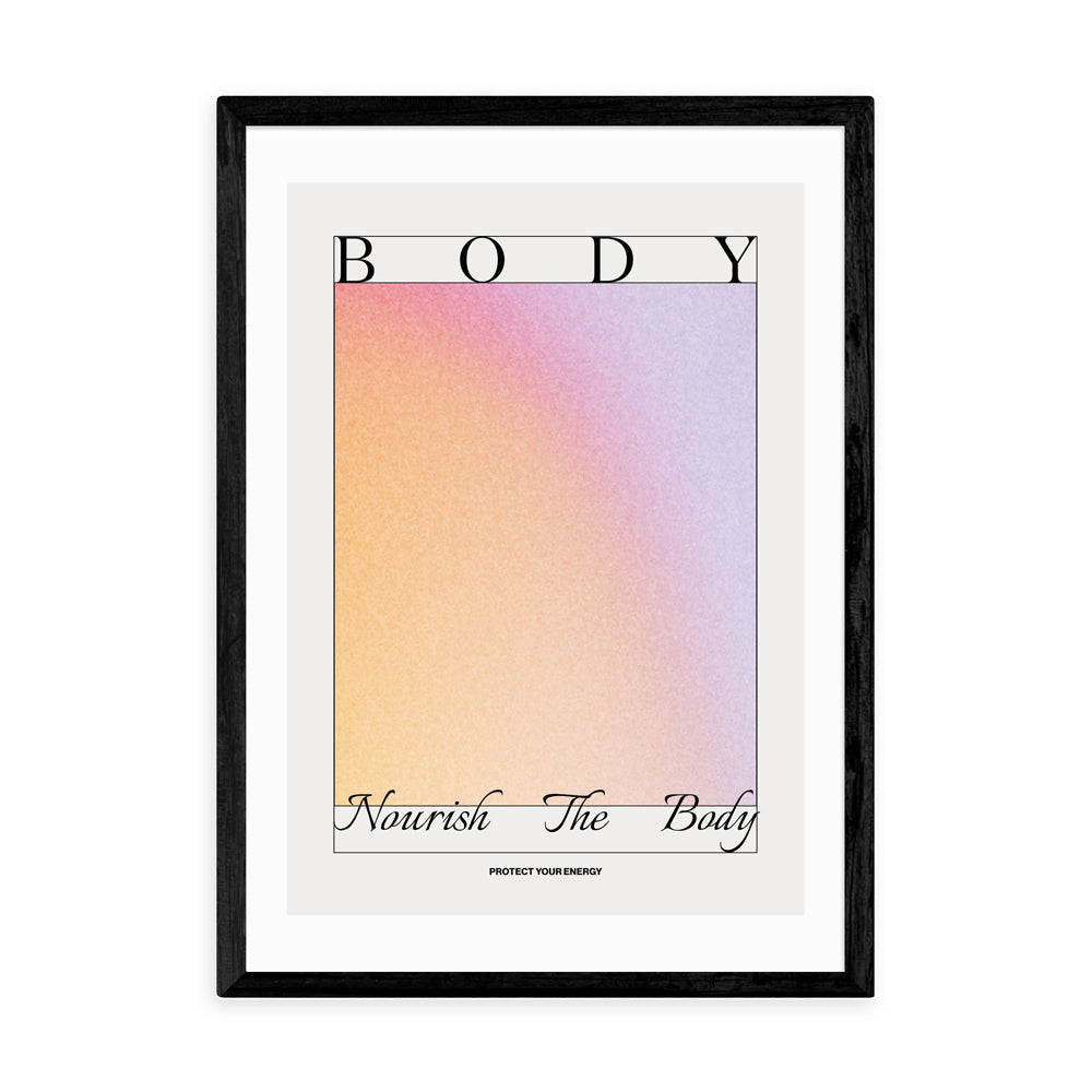 Product photograph of Nourish The Body By Tiger Spirit Prints - A3 Black Framed Art Print from Olivia's