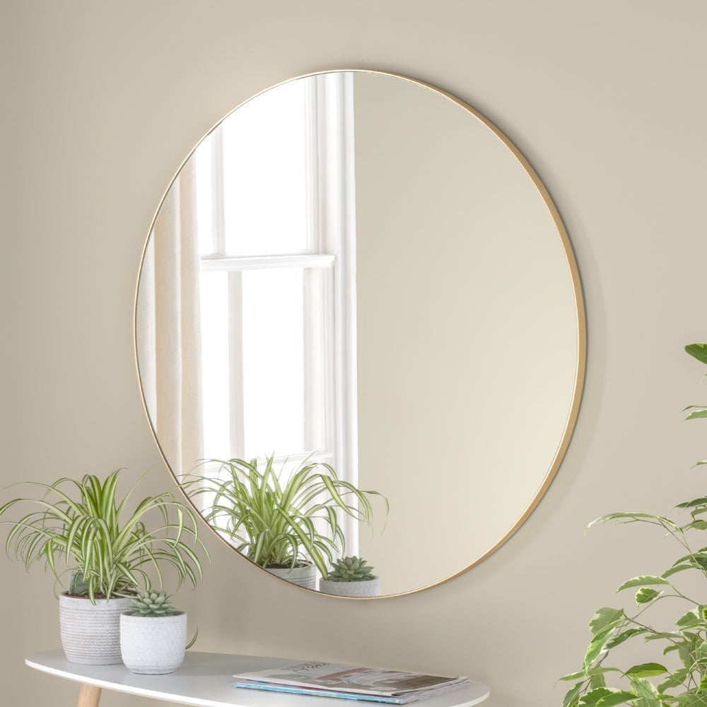 Product photograph of Olivia S Tuvalu Round Wall Mirror In Gold from Olivia's