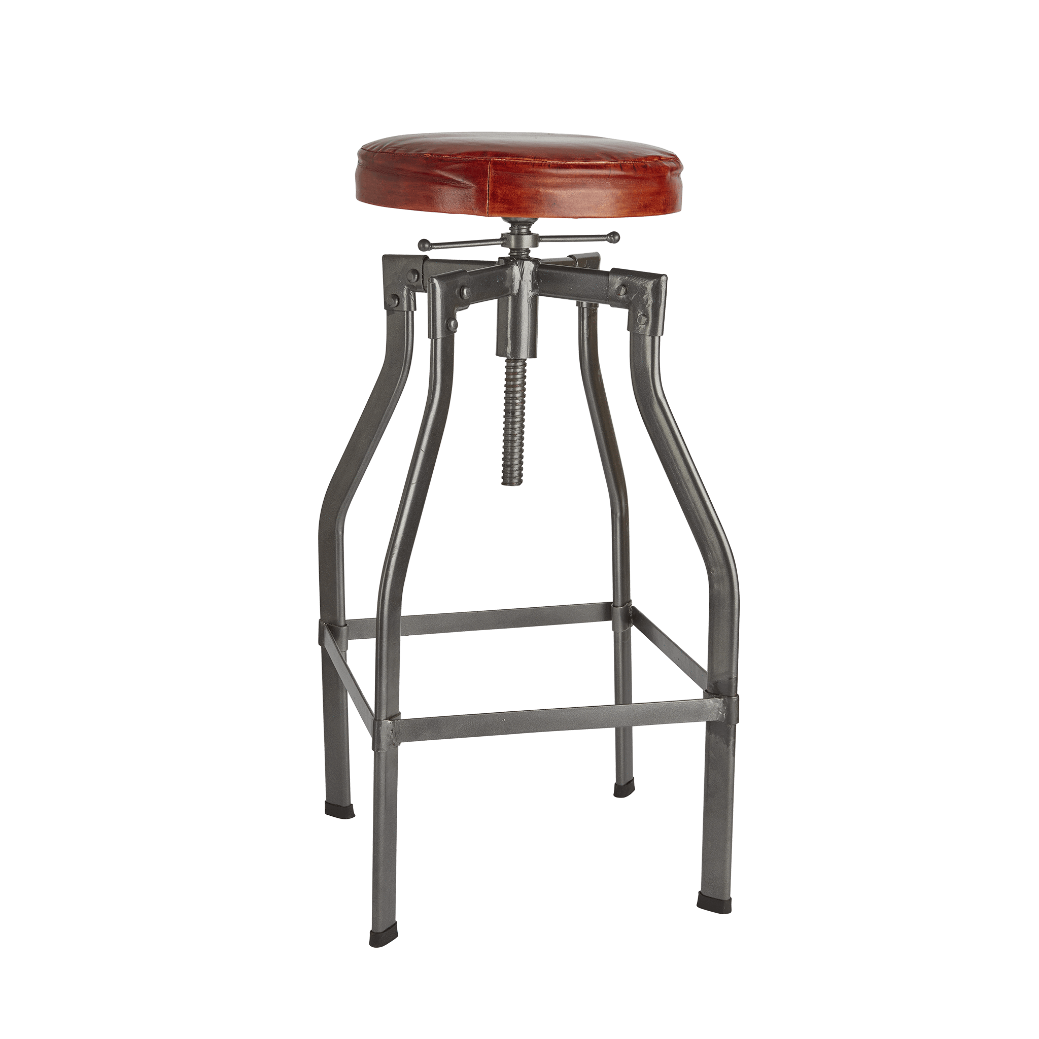 Industville Turner Leather Metal Adjustable Bar Stool 35 Inch