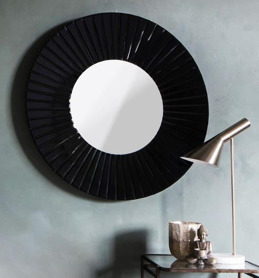 Product photograph of Gallery Interiors Faxton Mirror In Black from Olivia's