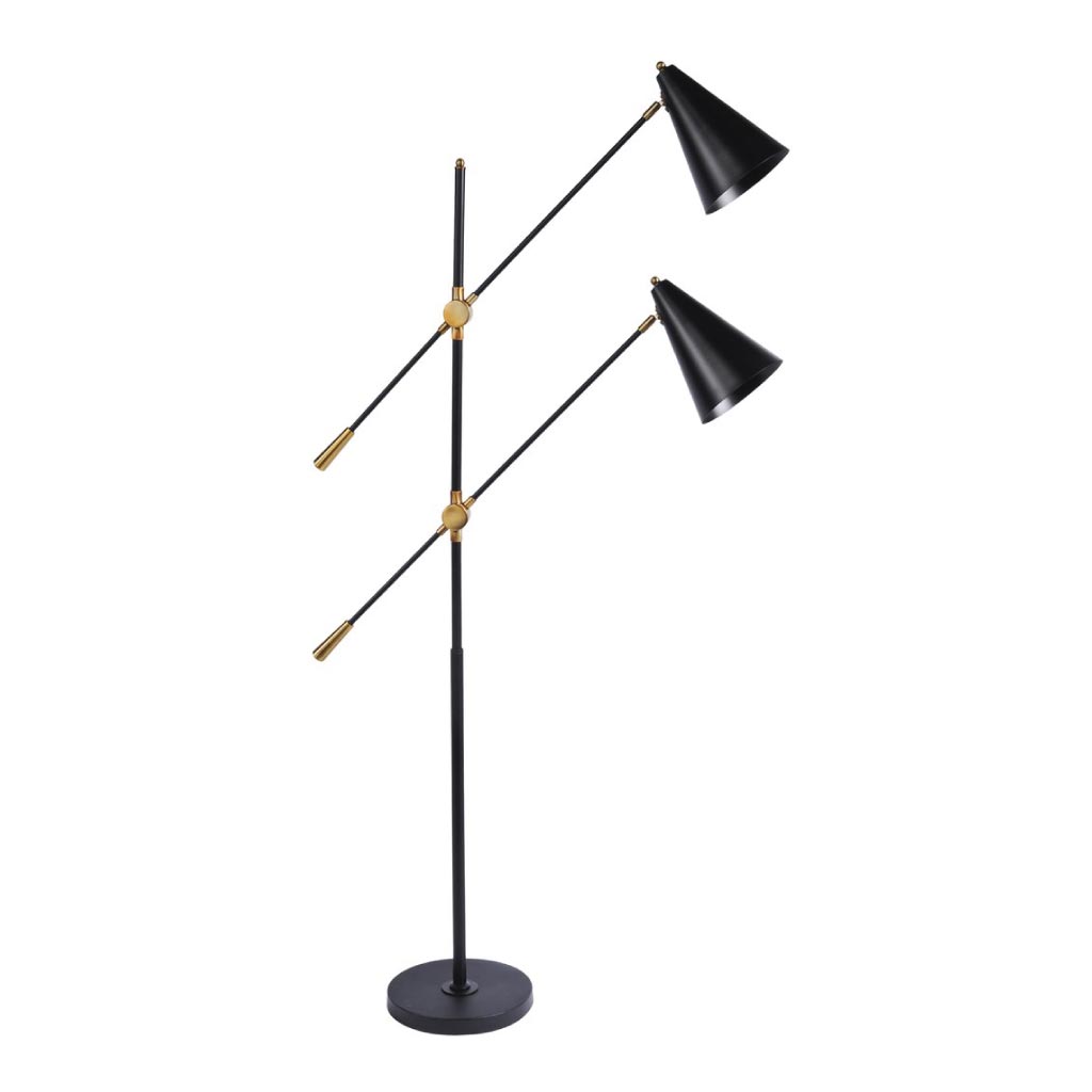 Product photograph of Libra Mercer Twin Head Floor Lamp Outlet from Olivia's