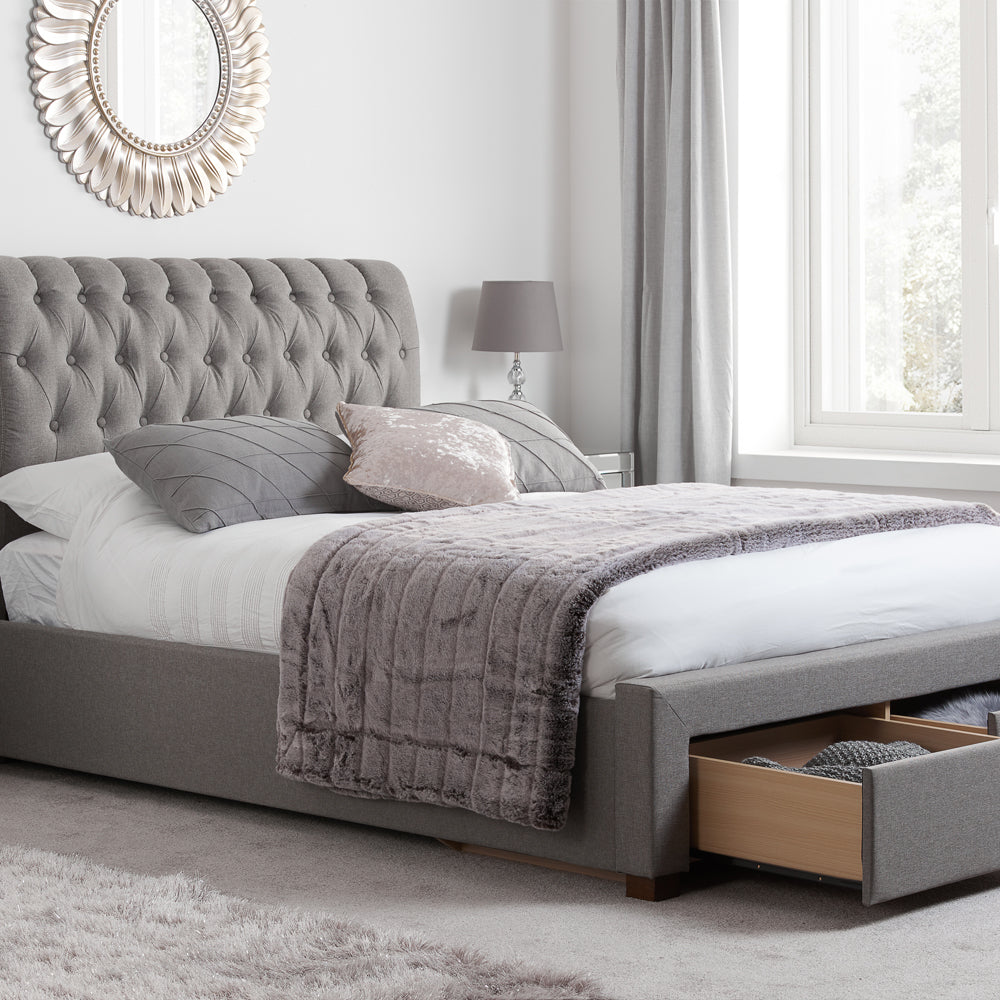 Olivias Veronica 2 Drawer Bed In Grey Kingsize
