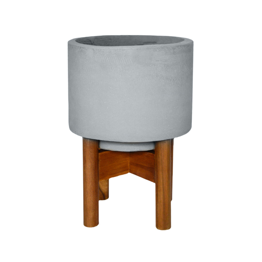 Product photograph of Ivyline Vigo Concrete Grey Planter With Stand Small from Olivia's