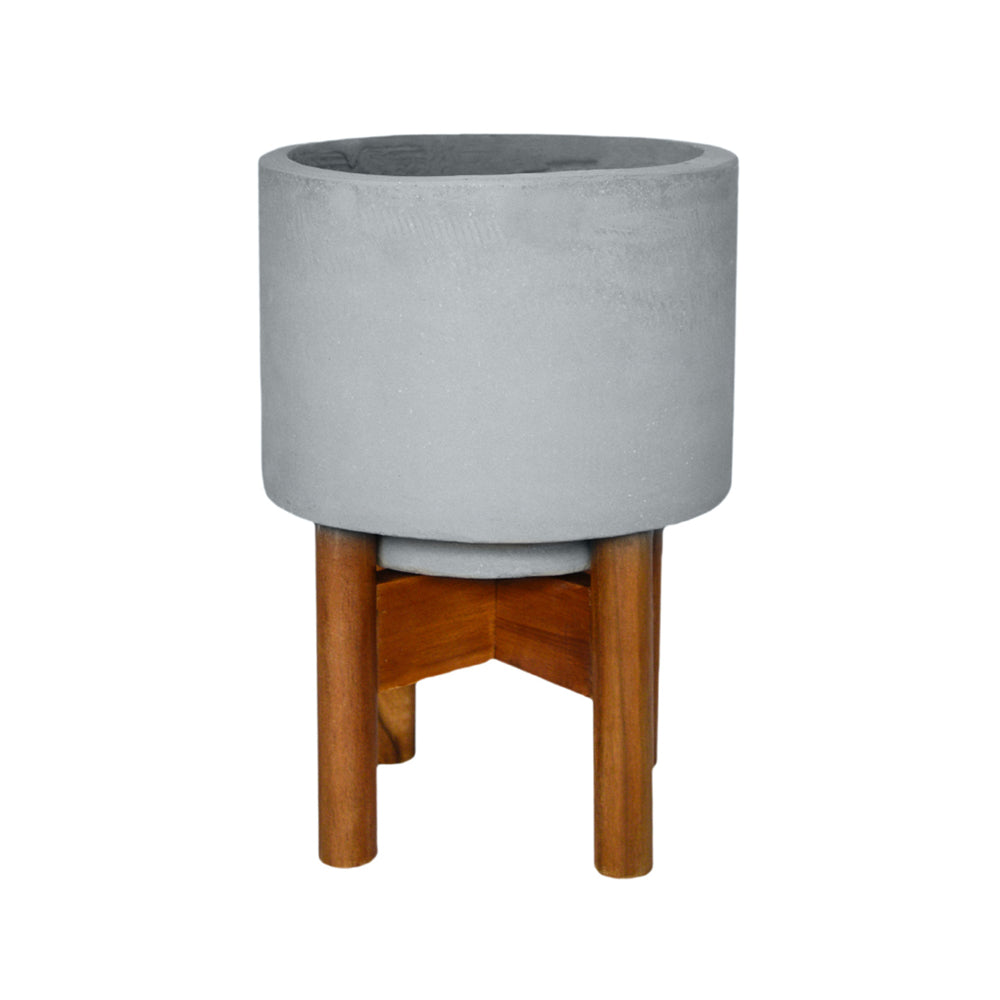 Ivyline Vigo Concrete Grey Planter With Stand Small