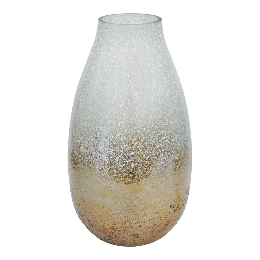 Product photograph of Ivyline Verre Snowdrop Gold Frosted Vase from Olivia's