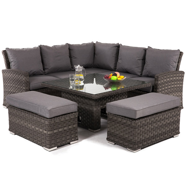 Product photograph of Maze Victoria Corner Outdoor Furniture Set With Rising Table In Brown from Olivia's.