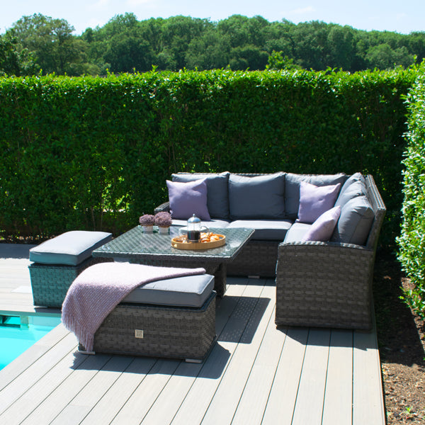 Product photograph of Maze Victoria Corner Outdoor Furniture Set With Rising Table In Brown from Olivia's.