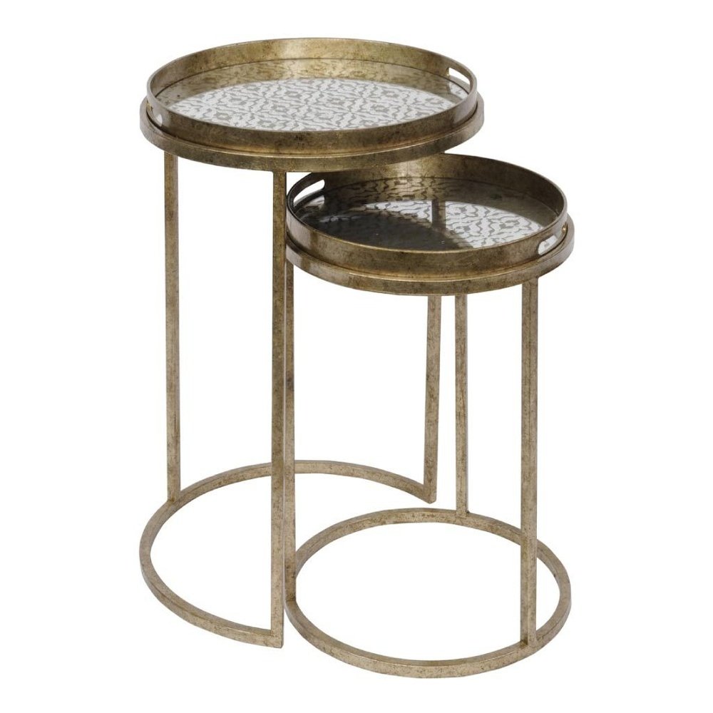 Libra Vienna Diamond Set Of 2 Side Tables Antique Gold