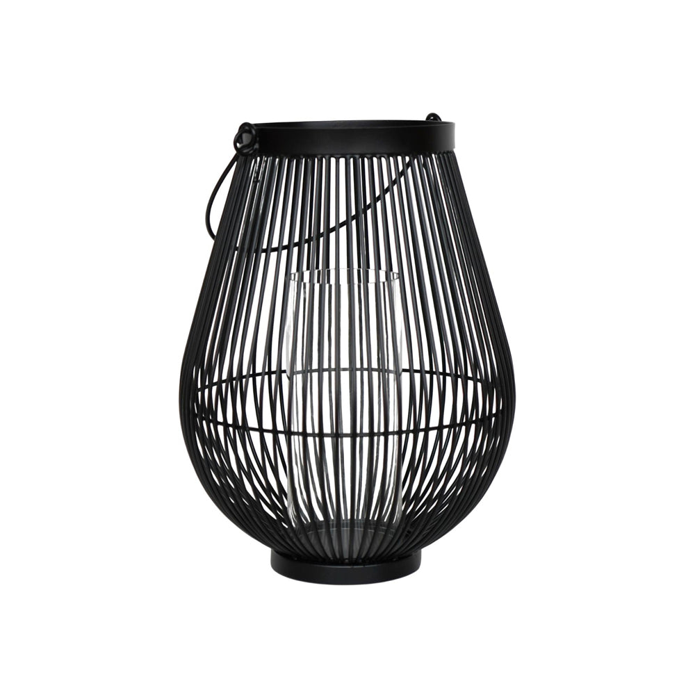 Product photograph of Ivyline Venere Lantern With Glass Insert Black Large from Olivia's