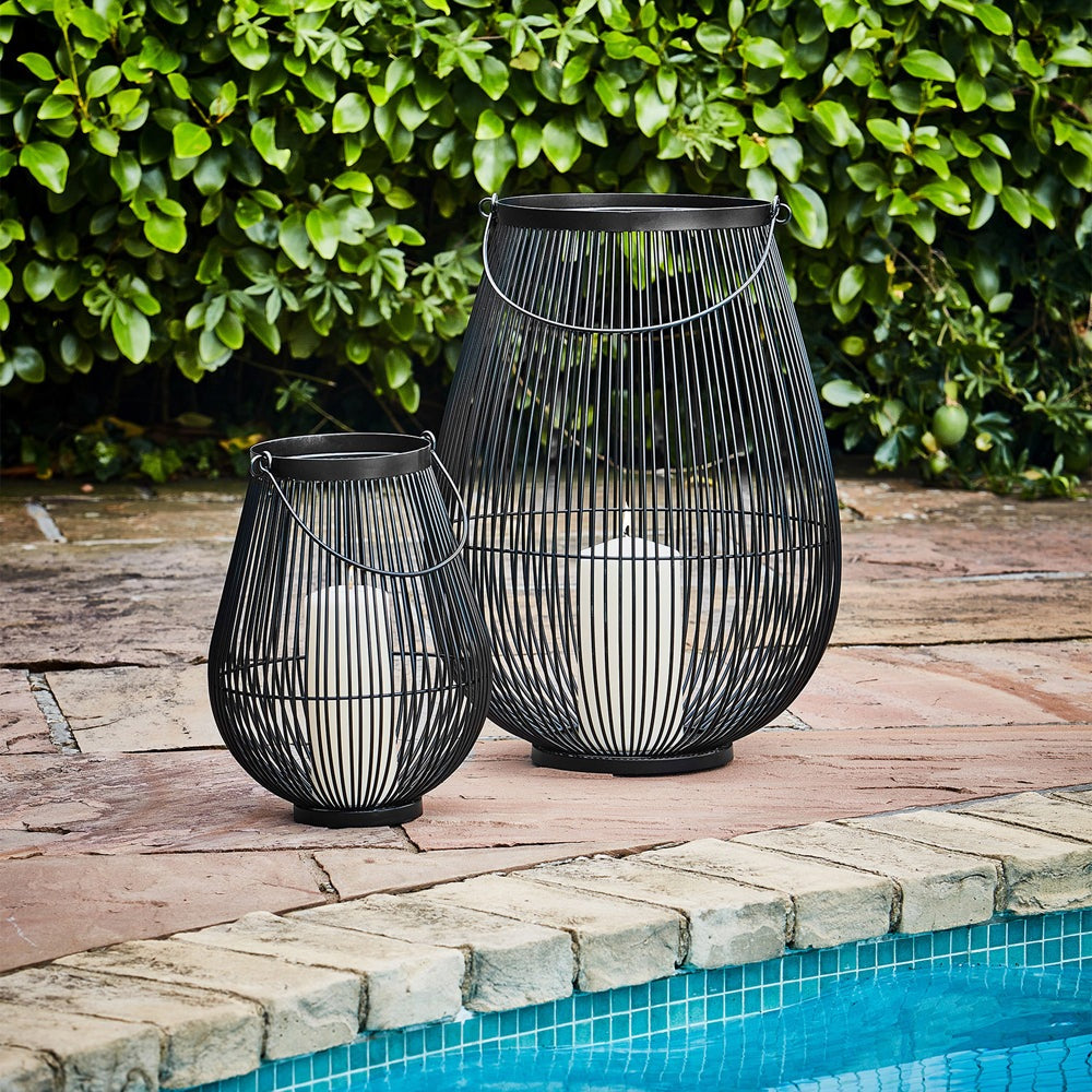 Product photograph of Ivyline Venere Lantern With Glass Insert Black Small from Olivia's.