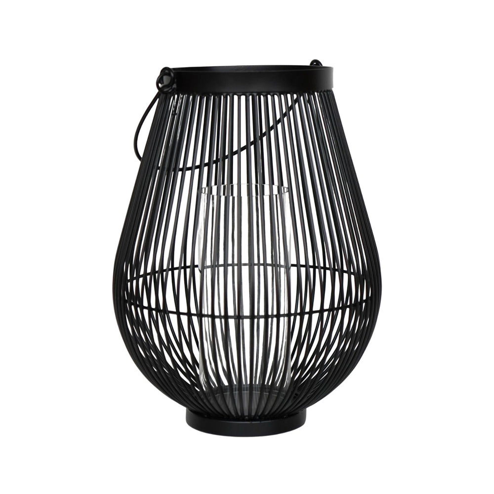 Product photograph of Ivyline Venere Lantern With Glass Insert Black Small from Olivia's.