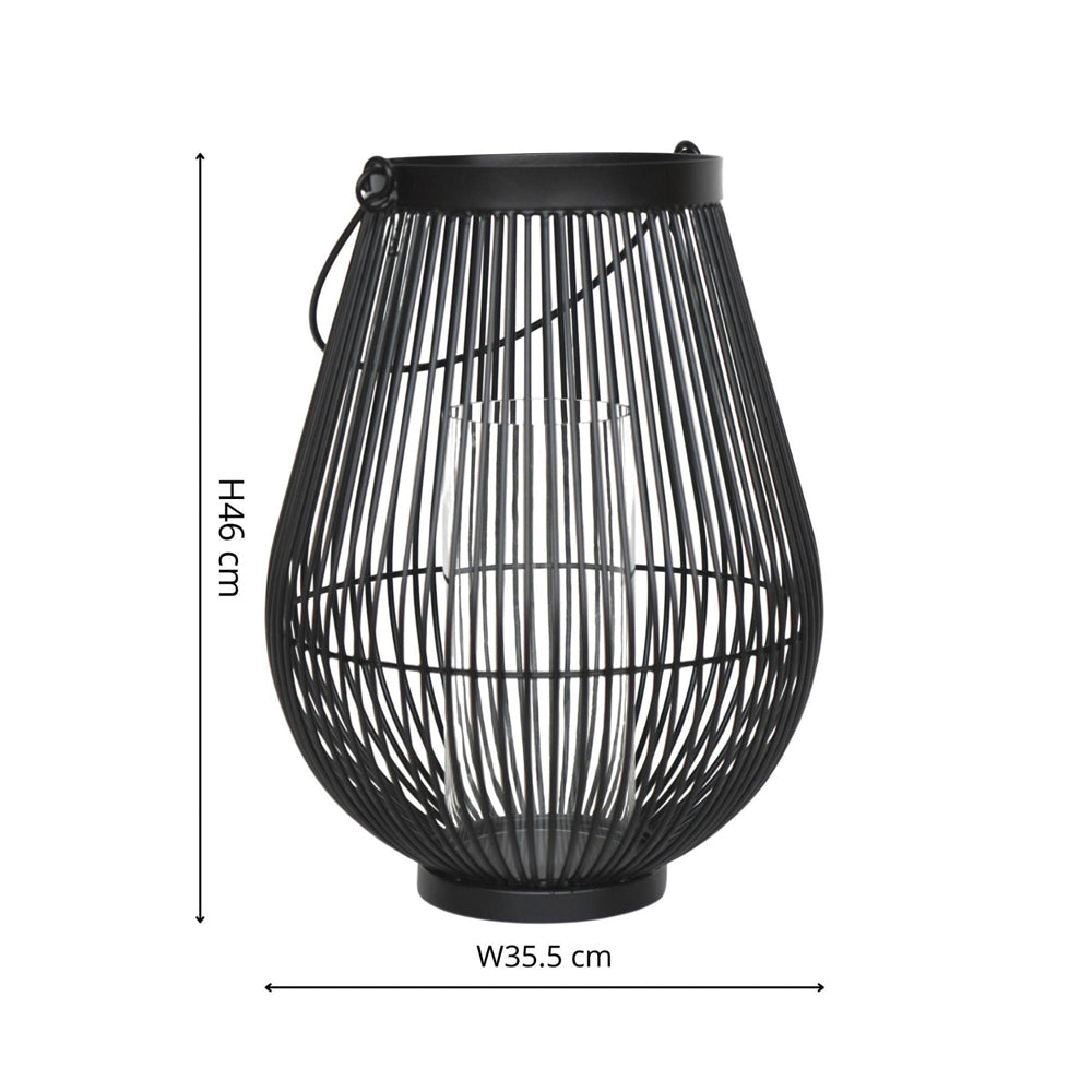 Product photograph of Ivyline Venere Lantern With Glass Insert Black Large from Olivia's.