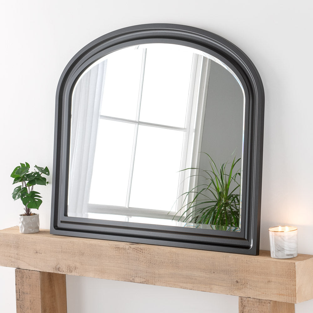 Product photograph of Olivia S Boho Overmantle Mirror In Black - 83x105cm from Olivia's
