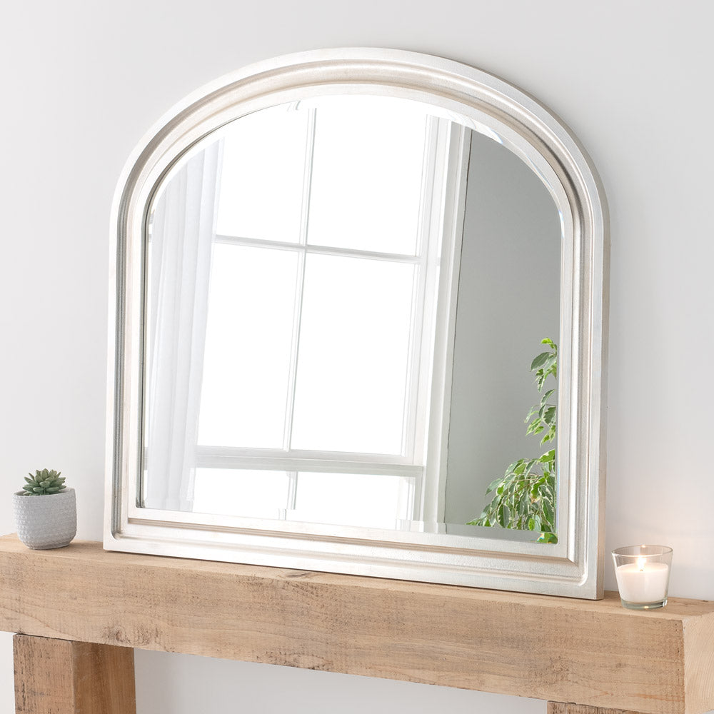Product photograph of Olivia S Boho Overmantle Mirror In Silver - 83x105cm from Olivia's