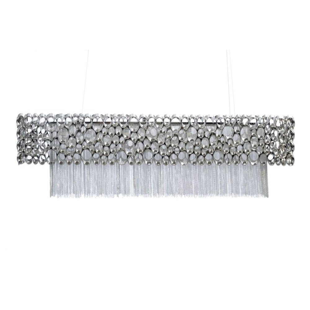Product photograph of Libra Midnight Mayfair Collection - Venus Rectangular Chandelier Nickel from Olivia's