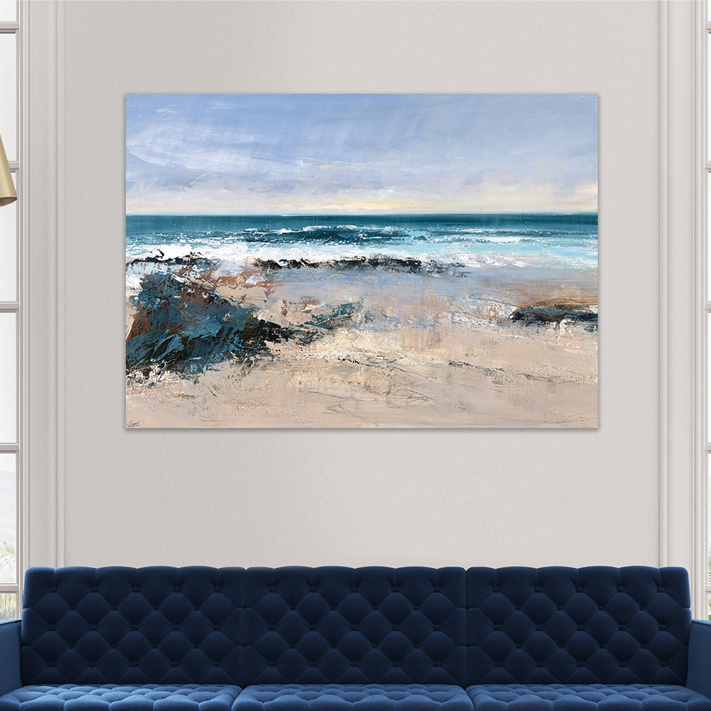 Product photograph of The Art Group Joanne Last Watching The Waves Canvas Print- 85x120cm from Olivia's.