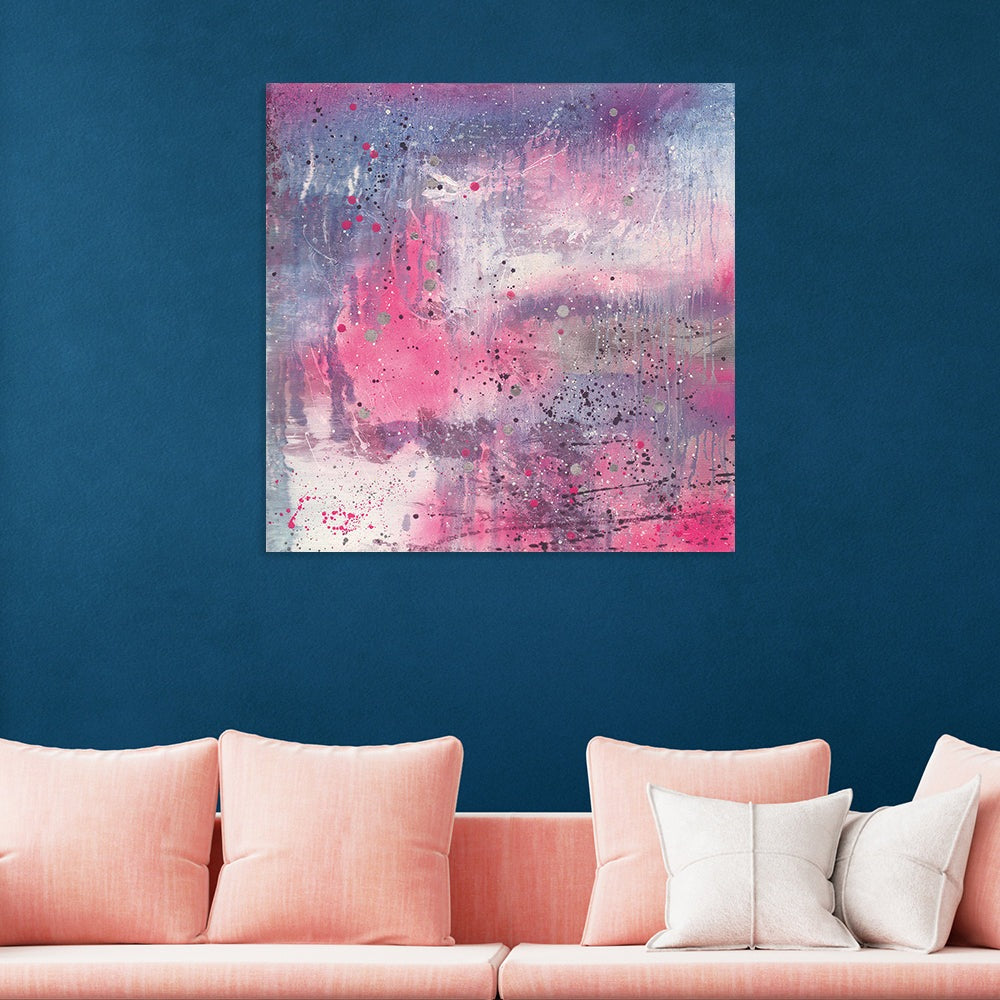 Product photograph of The Art Group Soozy Barker Neon Pink Canvas 85x85cm from Olivia's.