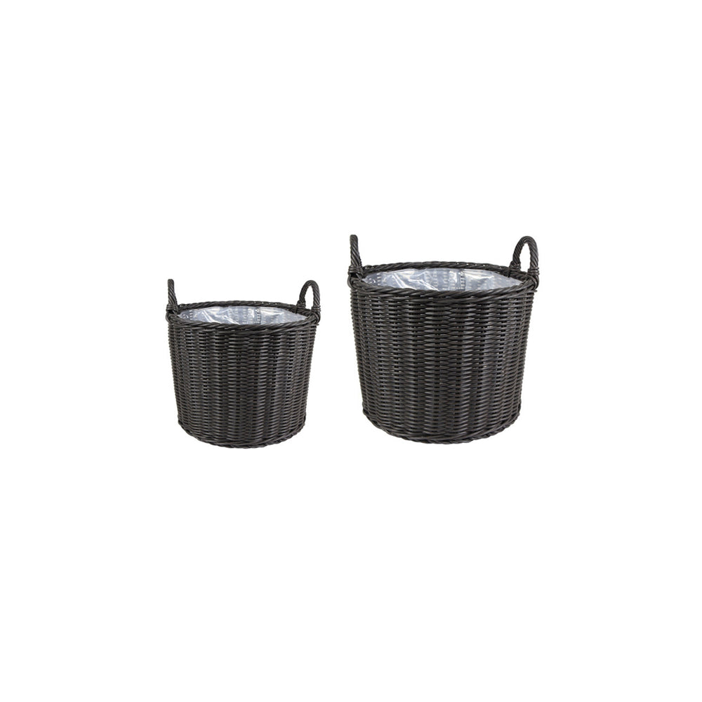 Product photograph of Ivyline Polyrattan Set Of Two Lined Planters Willow from Olivia's
