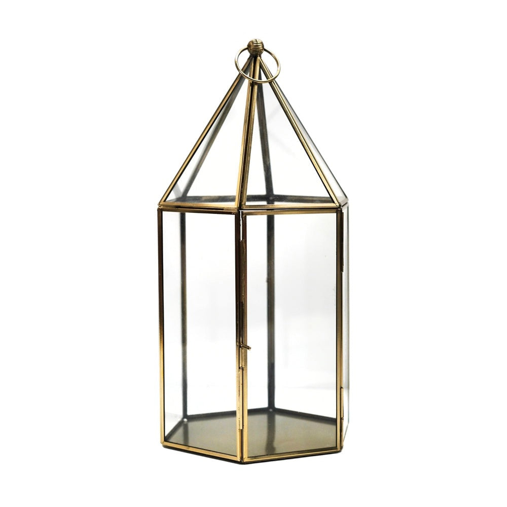 Product photograph of Ivyline Glasshouse Terrarium Antique Brass from Olivia's