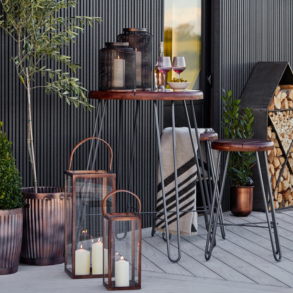 Product photograph of Ivyline Hampton Tall Lantern In Copper Large from Olivia's.