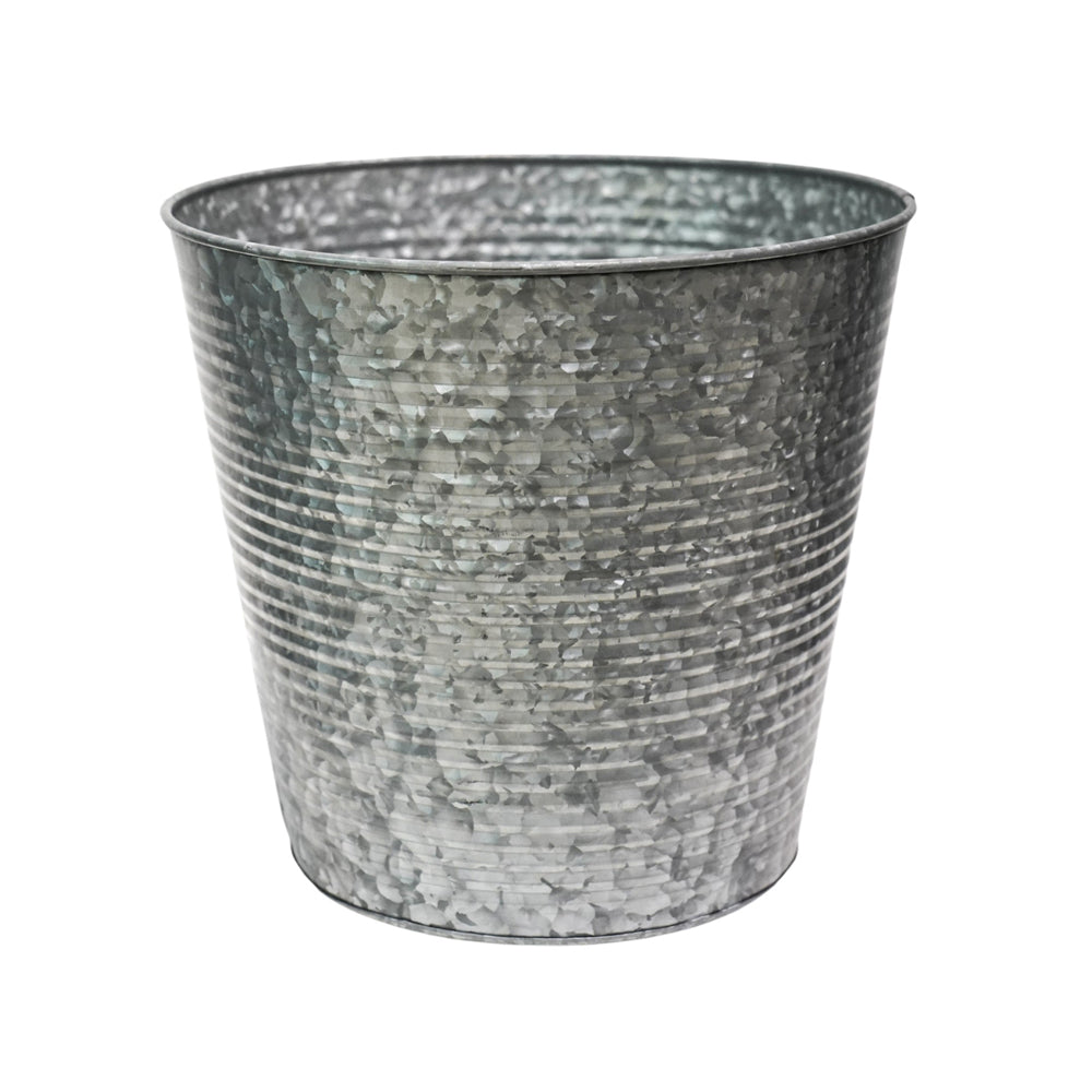 Product photograph of Ivyline Ribbed Galvanised Planter from Olivia's