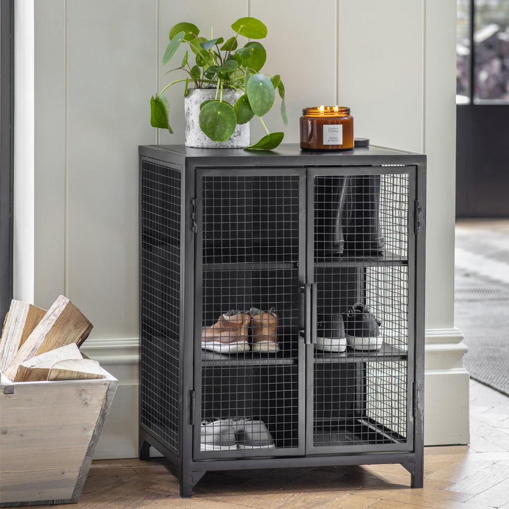 Product photograph of Garden Trading Whitby 6 Wire Shoe Locker In Black Steel from Olivia's