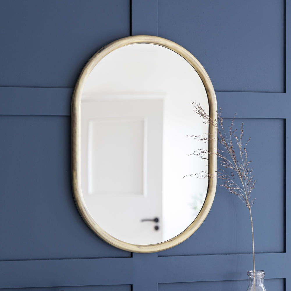 Product photograph of Garden Trading Novello Wall Mirror In Antique Brass Iron from Olivia's