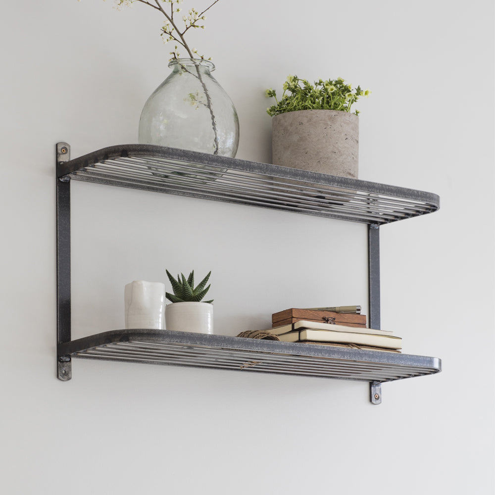 Product photograph of Garden Trading Farringdon Double Wall Shelf In Steel from Olivia's