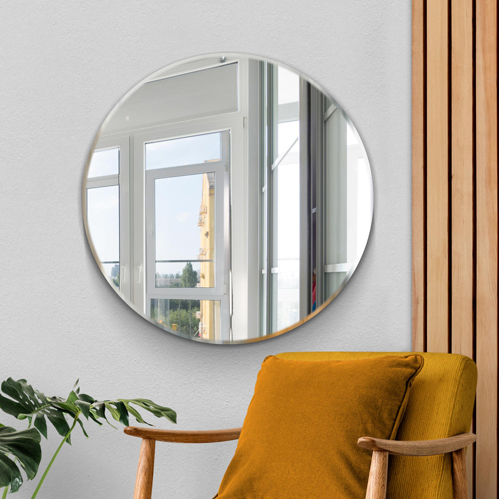 Product photograph of Olivia S Aston Bevelled Glass Round Mirror - 90 X 90cm from Olivia's