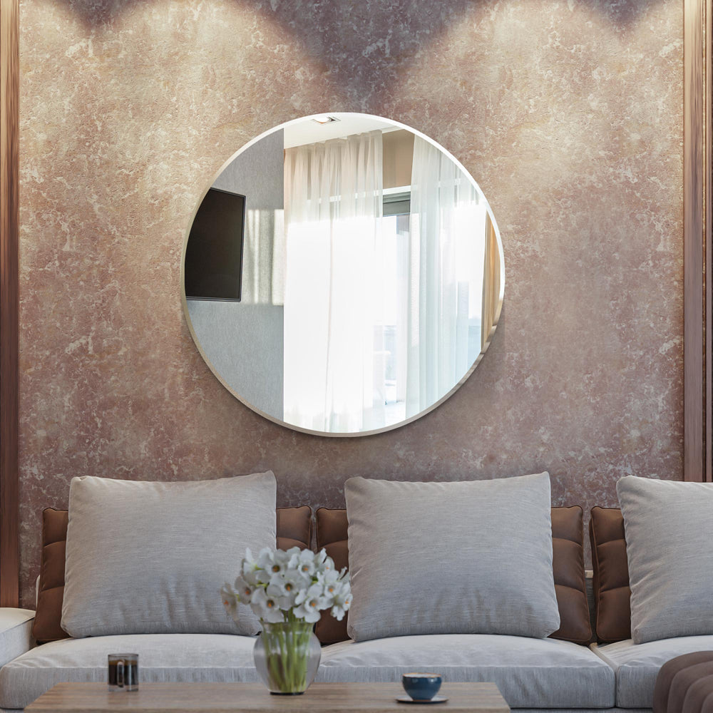 Product photograph of Olivia S Aston 110cm Bevelled Glass Round Mirror from Olivia's.
