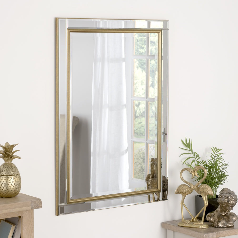 Product photograph of Olivia S Yao Rectangle Wall Mirror In Gold Medium from Olivia's