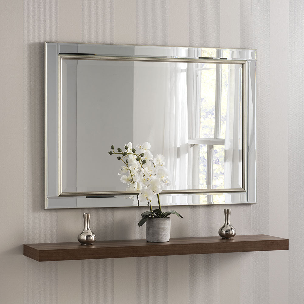 Product photograph of Olivia S Yao Venetian Wall Mirror In Silver Large from Olivia's