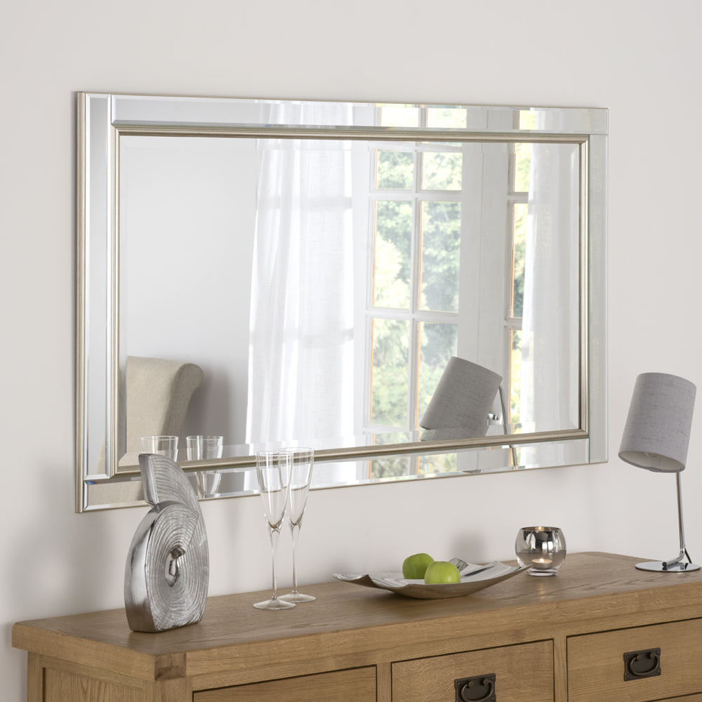 Product photograph of Olivia S Yao Wall Mirror In Silver Large from Olivia's