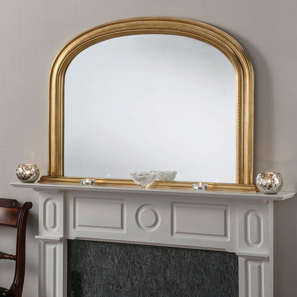 Olivias Yidu Arched Overmantel Wall Mirror In Gold Outlet Large