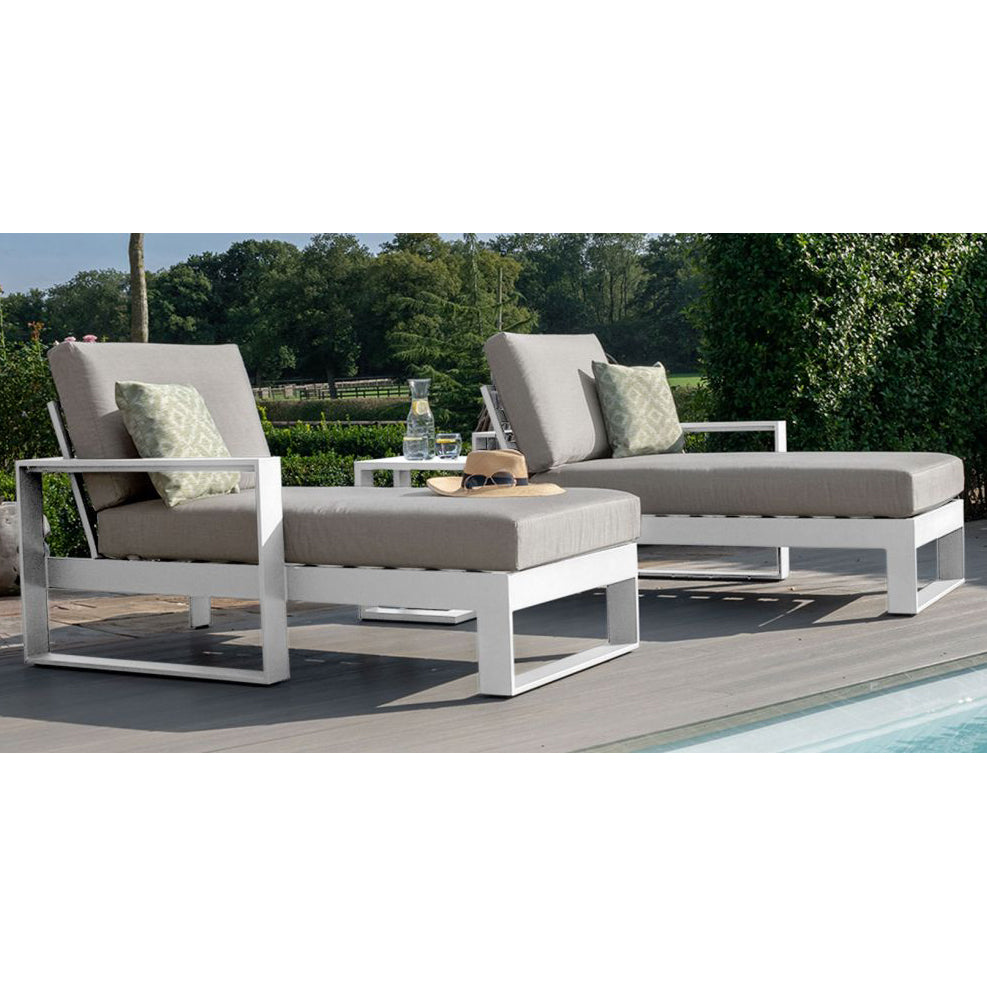 Maze Rattan Amalfi Outdoor Lounger Amalfi With Side Table In White