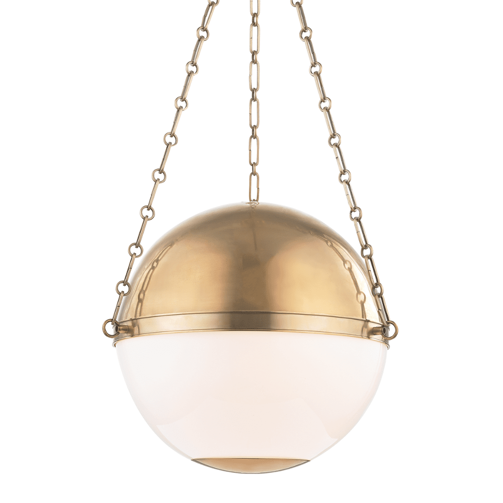 Product photograph of Hudson Valley Lighting Sphere No 2 3 Light Large Pendant In Aged Brass from Olivia's