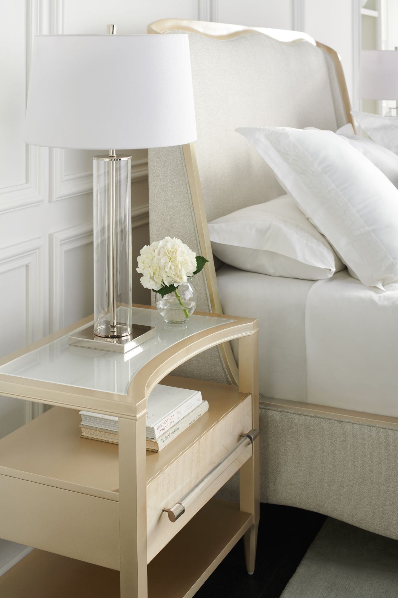 Product photograph of Caracole Classic Clearly Open Bedside Table from Olivia's.