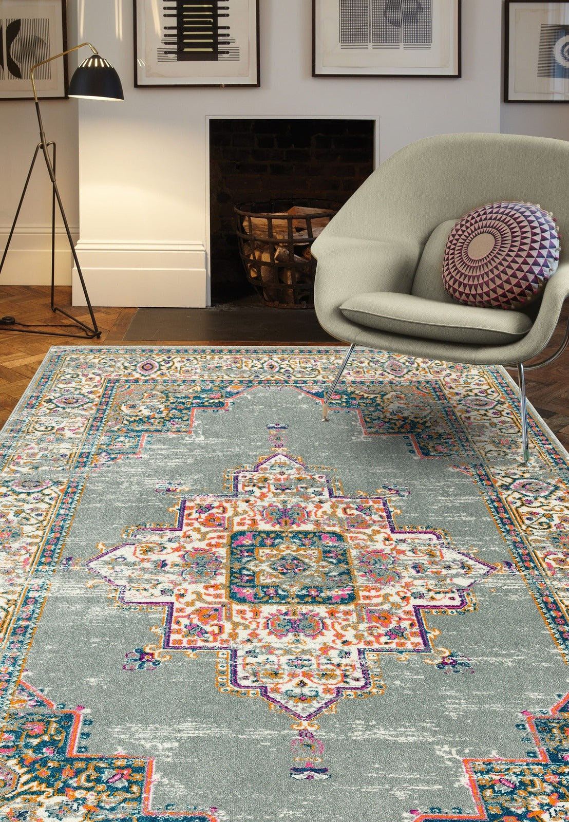 Product photograph of Asiatic Carpets Colt Machine Woven Rug Medallion Grey - 120 X 170cm from Olivia's.