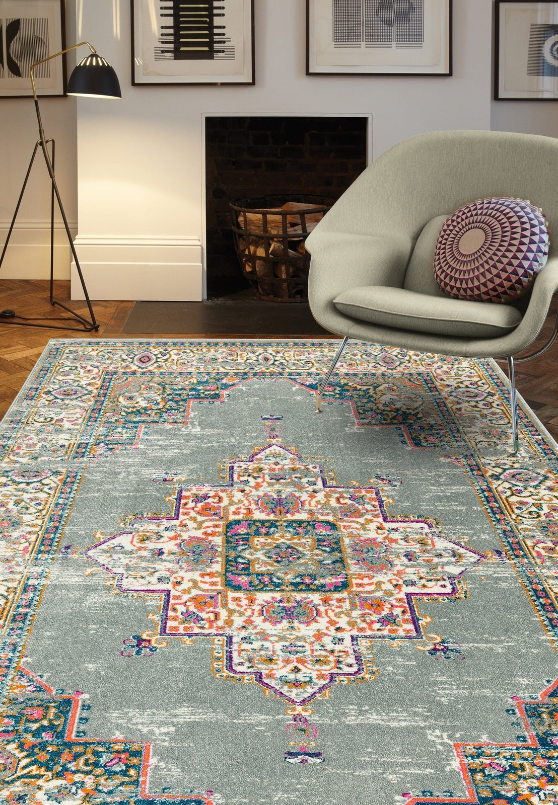 Product photograph of Asiatic Carpets Colt Machine Woven Rug Medallion Grey - 160 X 230cm from Olivia's.
