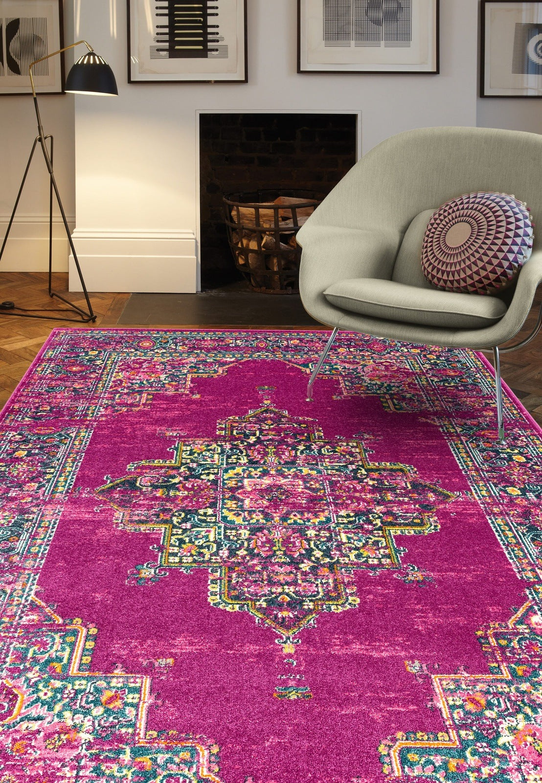 Product photograph of Asiatic Carpets Colt Machine Woven Rug Medallion Fuchsia - 120 X 170cm from Olivia's.