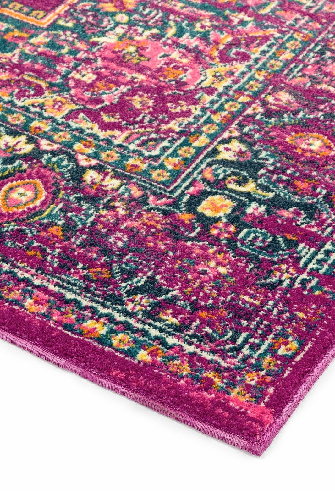 Product photograph of Asiatic Carpets Colt Machine Woven Rug Medallion Fuchsia - 120 X 170cm from Olivia's.